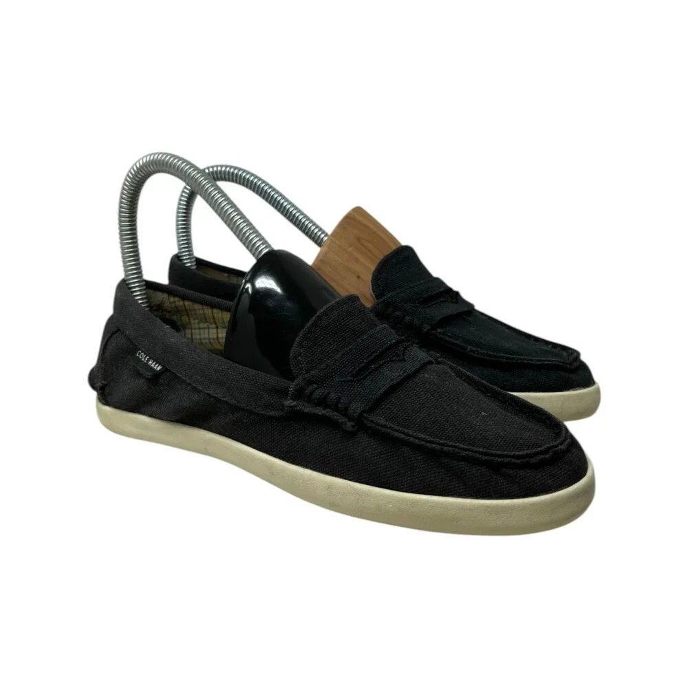 Cole Haan Loafer Women Size 5 B Pinch Weekender Black Canvas Plaid